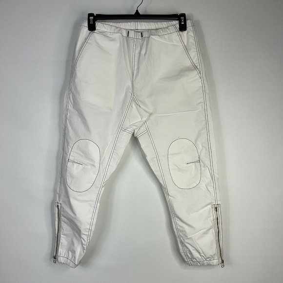 Free City Life Nature Love Womens Parachute Zipper Pants White Elastic Waist S